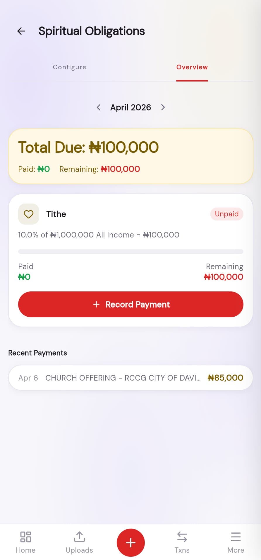 Moneytaw spiritual giving tracker